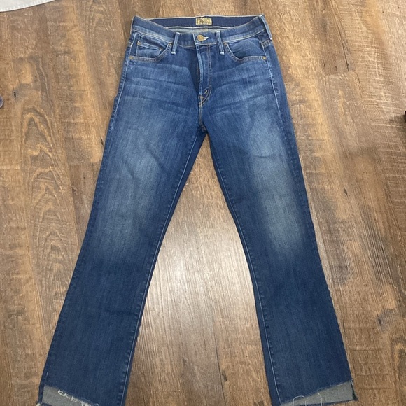 MOTHER INSIDER CROP STEP FRAY NOT ROUGH ENOUGH HI RISE KICK FLARE RAW HEM SZ 25 - Picture 1 of 12